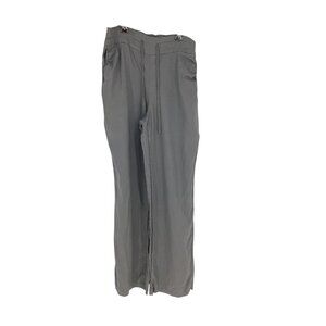 St. Tropez West Women Gray Linen Drawstring Wide-Leg Pants Size M Preppy Coastal